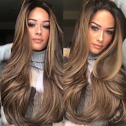 Synthetic Wig Body Wave Side Part Wig Blonde Long Very Long Light golden Synthetic Hair 26 inch Women's Middle Part Party Highlighted / Balayage Hair Blonde Lightinthebox