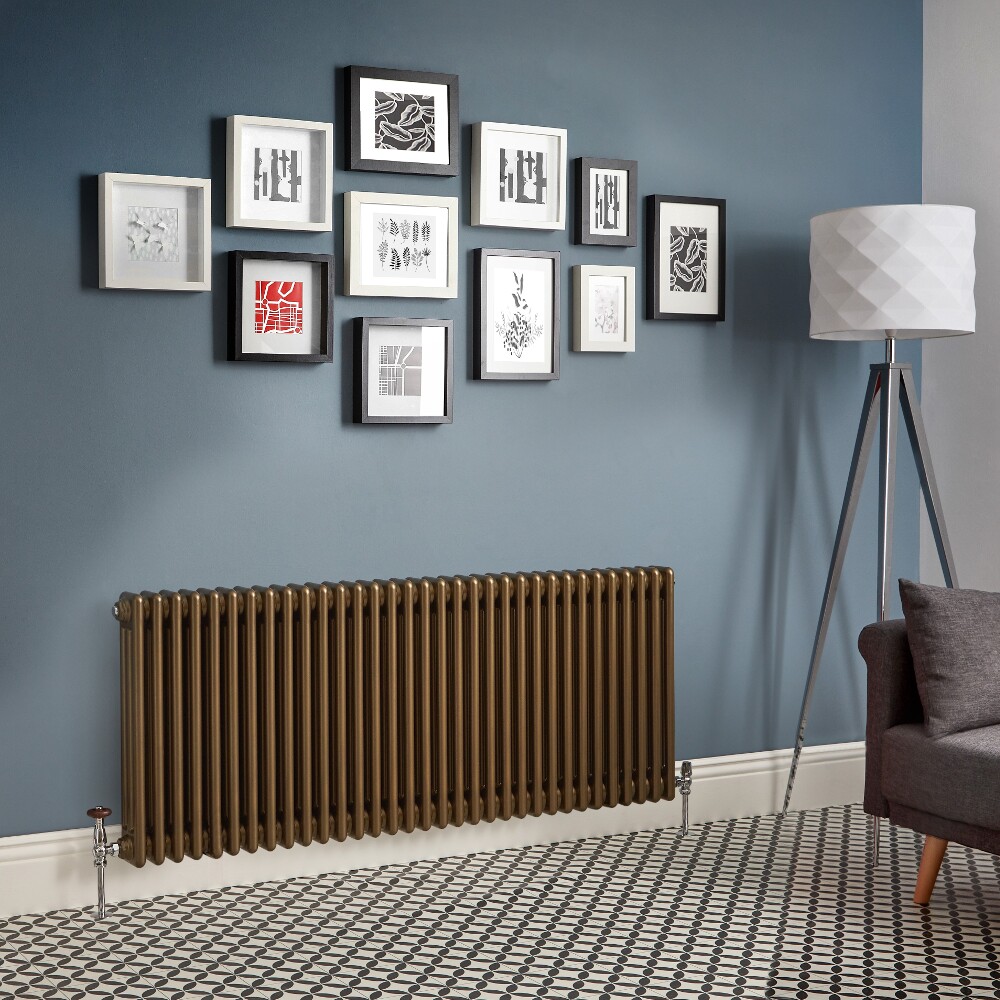 Radiador de Diseño Horizontal - Bronce Metalizado - Regent - Disponible en Distintas Medidas (Columnas Triples)