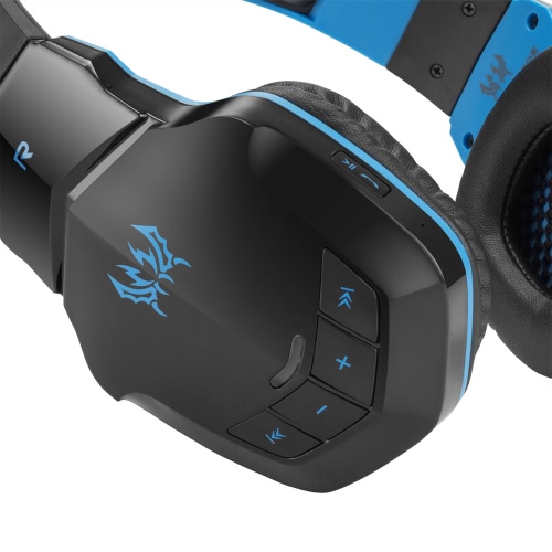 KOTION EACH B3505 Gaming Headset  Wireless BT Headphone BT 4.1 Over-ear Stereo Music Earphone with Mic for iPhone7 6 Plus Samsung Tablet PC Black with Blue