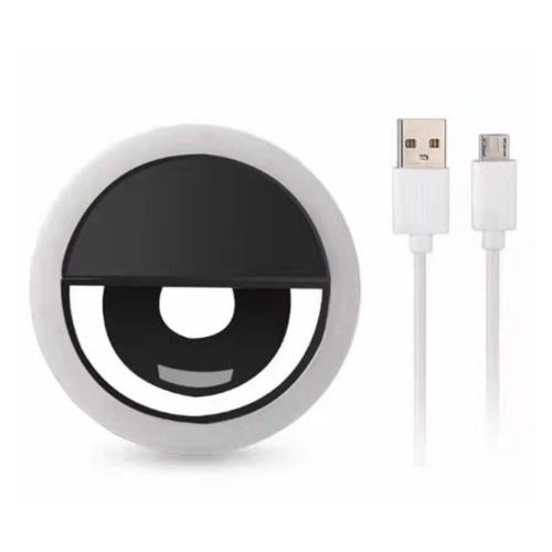 Lampe de lumière supplémentaire téléphone portable Selfie lumière annulaire lampe de lumière supplémentaire batterie au Lithium Rechargeable intégrée noir