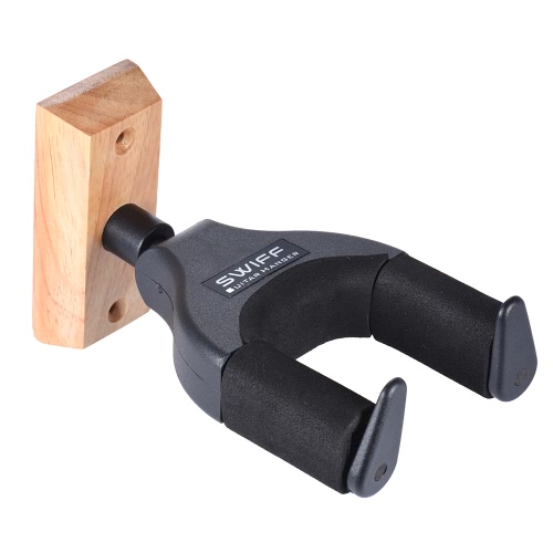 U1 Wall Mount Guitar Hanger Hook Holder Keeper Auto Grip System EVA Cushion Solid Wood Base for Electric Acoustic Guitars Bass String Instrument