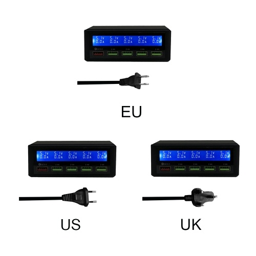 Cargador rápido USB multifuncional inteligente de 5 puertos para teléfono móvil