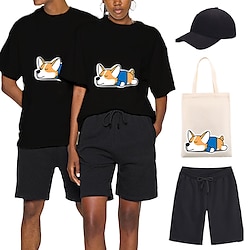 Animal Dog Puppy Pug T-shirt Shorts Baseball Cap Print Graphic Bag Shorts T-shirt For Men's Women's Unisex Adults' Hot Stamping 100% Polyester Casual Daily Lightinthebox