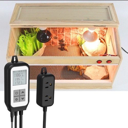 Prise de contrôle de température intelligente Affichage numérique WIFI Capteur de température Thermostat Thermomètre à double relais pour le brassage Reptiles d'élevage Tapis chauffant à couver