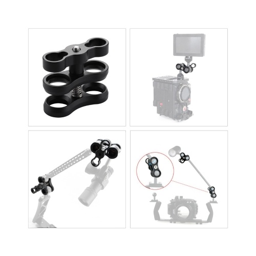 1 "pince boule papillon clip bras double support de montage pour la photographie sous-marine système de lumière de plongée pour la caméra d'action goPro flashlight bras système