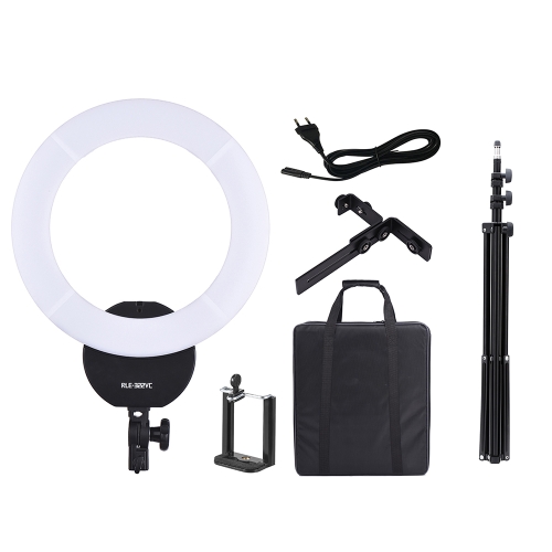 Lámpara LED de luz regulable de 16 pulgadas con anillo de luz regulable Lámpara LED 32W 3000K-5600K con filtro de luz blanca Bolsa de transporte para cámara Fotografía de retratos de estudio + 2m / 6.6ft Base de fotógrafos con 1/4 "de tornillo + Ando