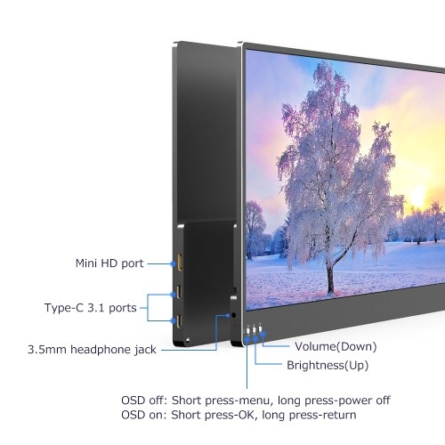 13.3 pouces Portable moniteur IPS écran 3840*2160 résolution avec support pliable intégré large compatibilité noir UK Plug