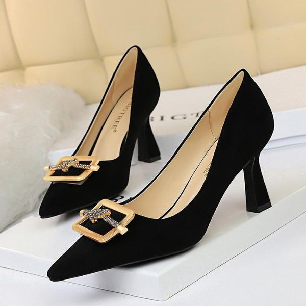 Dress Shoes 2021 Brand Design Women High Heels Pumps Sexy Luxury Elegant Metal Decoration Ladies Wedding