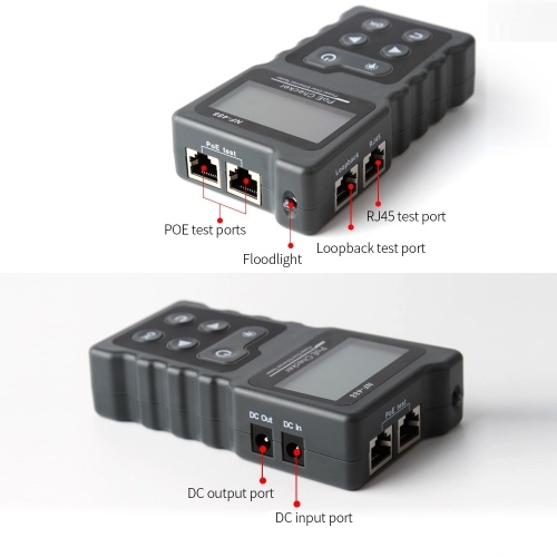 Testeur de puissance de boucle de charge de vérificateur POE multifonctionnel Identification automatique de la tension POE avec écran de rétroéclairage LCD