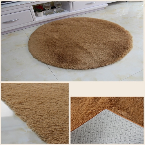 40cm * 40cm Baño suave Dormitorio Ducha de piso Alfombra redonda Alfombra antideslizante Negro