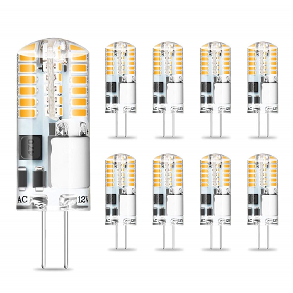 10PCS AC/DC12V 3W G4 48 LED Corn Bulb SMD3014 Warm White No Flicker Chandelier Light