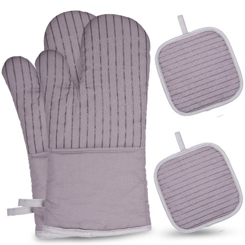 Coton Mitaines de four en silicone résistant à la chaleur, gants de barbecue antidérapants, gants de cuisine, maniques, 1 paire de gants de cuisine, 2 pots
