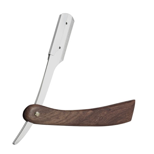 Borda recta Barberas Afeitado de afeitar Acero inoxidable Plegable Recta Manija de madera Herramienta de afeitar de un solo borde Herramienta de peluquero sin hoja