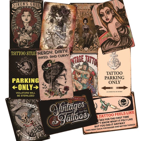 Tattoo Metal Poster Tattoo Shop Decor Decorative Iron Plate Wall Decor Shabby Chic Tin plate