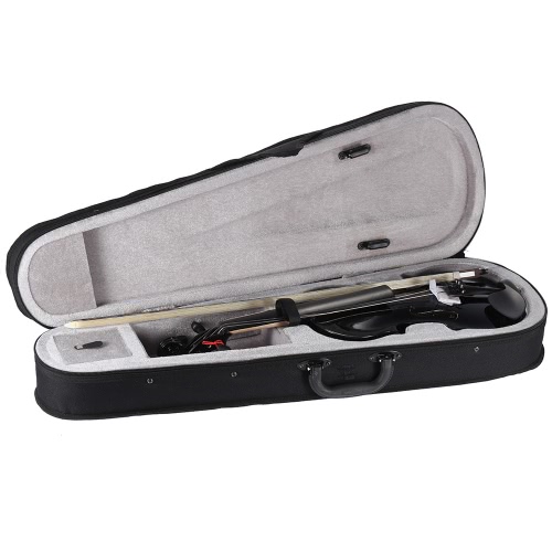 ammooon 1/2 Student Violin Metallic Black Equipped with Steel String w/ Arbor Bow + Case for Beginners Music Lovers