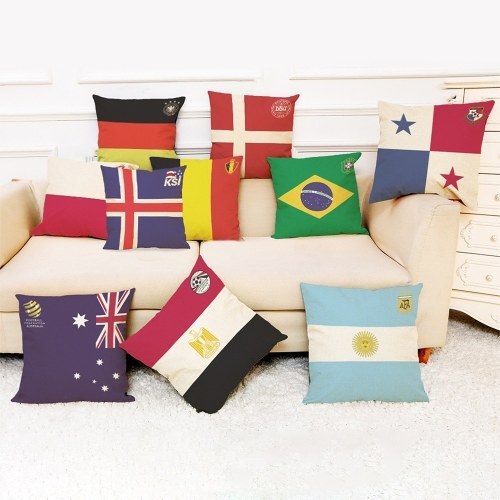 El 2018 World Soccer Cup Home Decor Funda de cojín de lino Sofá Diseño Throw Pillow Case Gift Style 1