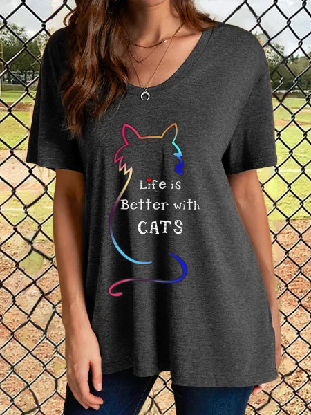 Crew Neck Cotton T-Shirts - Noracora