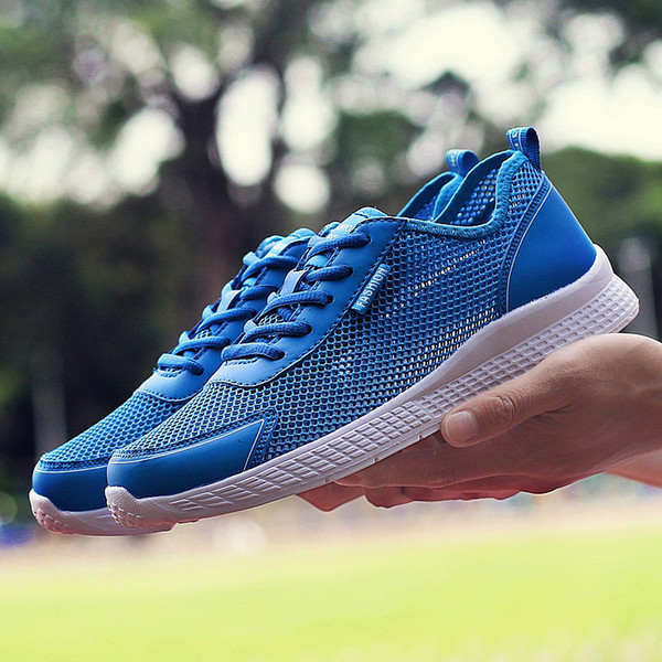 Non brand Summer Breathable Running shoes men women Black Blue Grey Navy Blue Homemade brand Made in China sports trainers sneakers 39-44