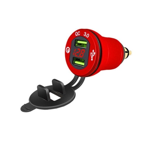 Adaptateur de chargeur de voiture en métal double Port USB dispositif de Charge rapide avec affichage de tension pour 12-24V voiture camion SUV moto
