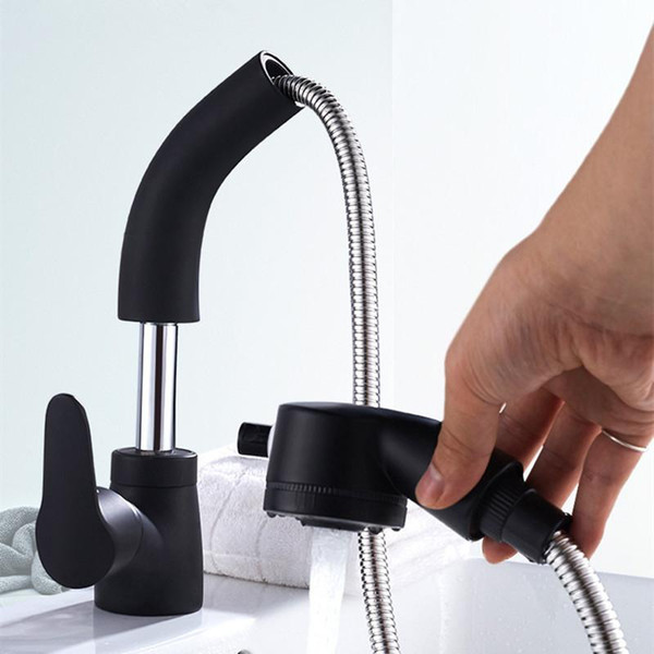 Bathroom Sink Faucets Brass Cold And Water Mixer Kitchen Faucet Head Pull Out Chrome 360 Degree Rotation Tap