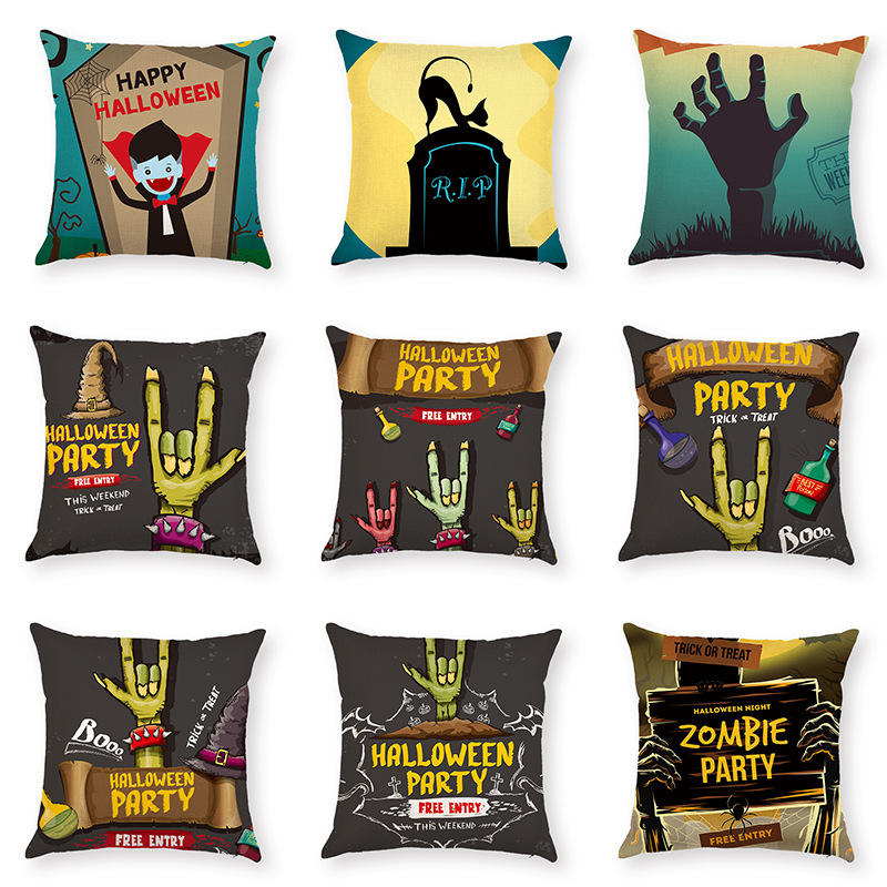 Halloween Terror Ghost Hand Pattern Pillowcase Cotton Linen Throw Pillow Cushion Cover Seat Home Decoration Sofa Decor