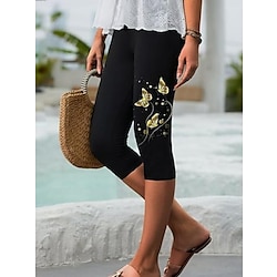 Femme Legging short capri Noir Rouge Bleu Roi Mode style grand-mère côtier Casual Quotidien Imprimer Micro-élastique Mollet Confort Graphic S M L XL XXL Lightinthebox