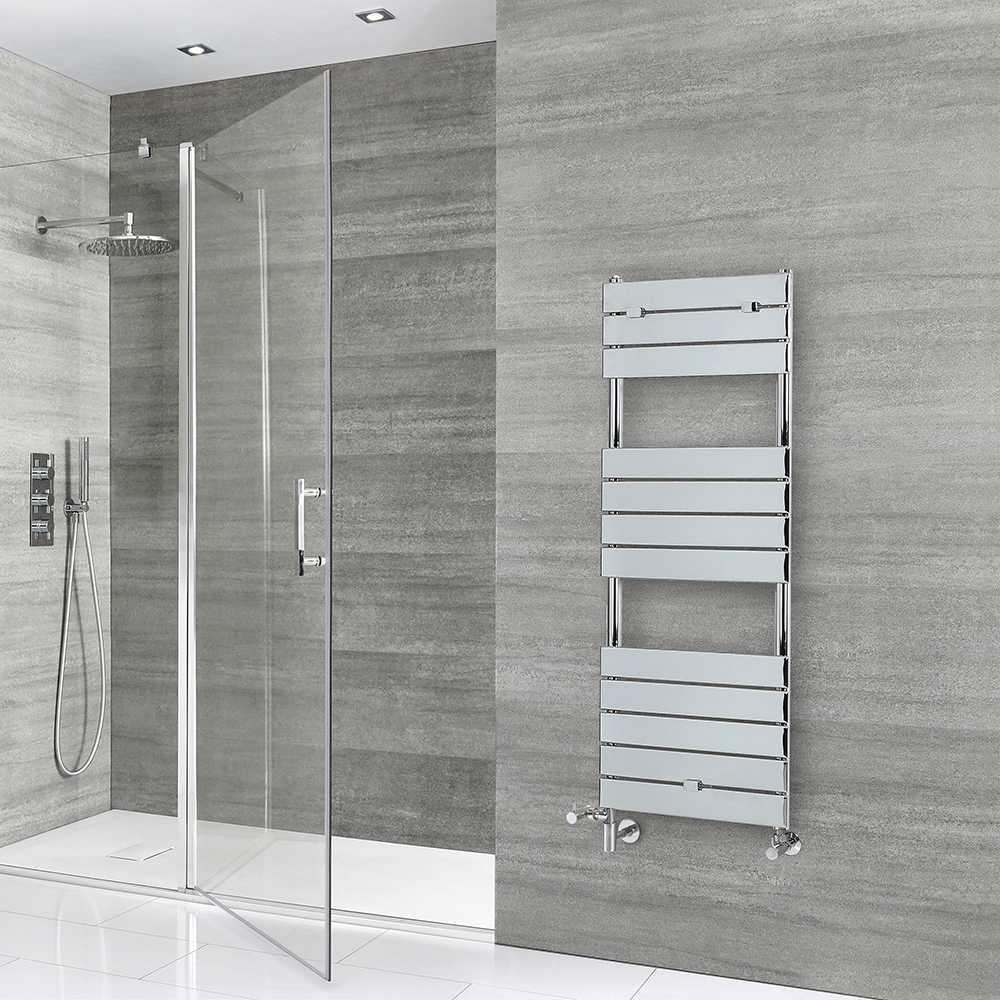 Radiador Toallero Mixto de Diseño - Cromado con Panel Plano - 1213mm x 450mm  - Lustro