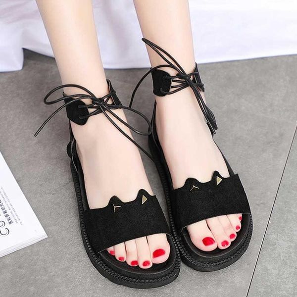 Sandals 2021 Summer Lace-Up Women Fashion Open Toe Casual Shoes Roman For Comfortable Beach Platform