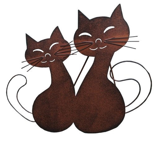 Estatuilla de metal San Valentín Forma de gato Estatua Animal Jardín Escultura retro