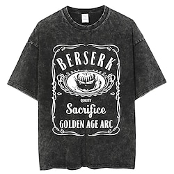 Berserk Guts T-shirt Oversized Acid Washed Tee Print Graphic T-shirt For Men's Women's Unisex Adults' Hot Stamping 100% Polyester Casual Daily Lightinthebox