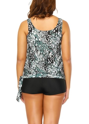 Women Push Up Tankini Swimsuit Padded Swimwear Printed Plus Size Bathing Suit