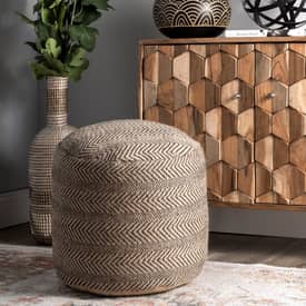 Natural Braided Jute Chevron Stripes Pouf