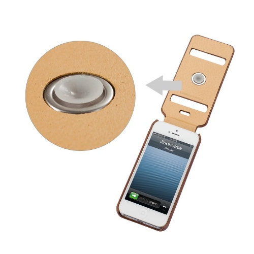 Jisoncase Genuine Leather Flip Etui Housse pour iPhone 5