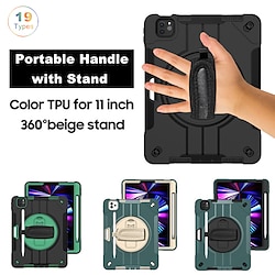 Tablet Case Cover For Apple 12.9 11 10.5 iPad Air 5th 4th 10.9 ipad 9th 8th 7th Generation 10.2 inch iPad mini 6th 8.3 Portable Handle with Stand Solid Colored TPU PC Lightinthebox