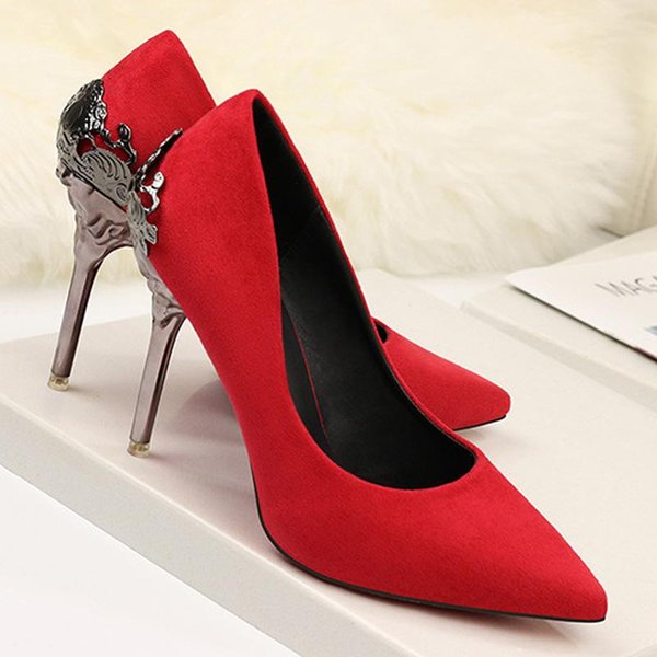Dress Shoes Sexy Metal High Heels Women Pumps Fashion Bridal Wedding Stiletto Pointed Ladies Chaussure Femme
