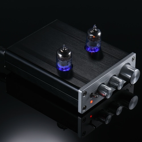 Mini HiFi 6J1 Vacuum Tube Stereo Audio Pre-amplifier Buffer Preamp Aluminum Alloy with Power Adapter