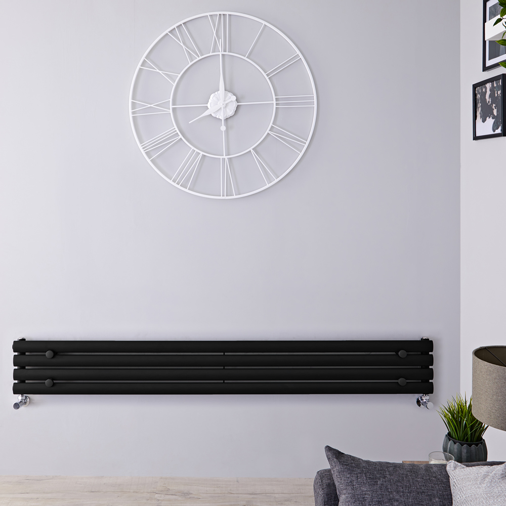 Radiador de Diseño Horizontal - Negro Mate - 236mm x 1600mm x 56mm - 517 Vatios - Revive