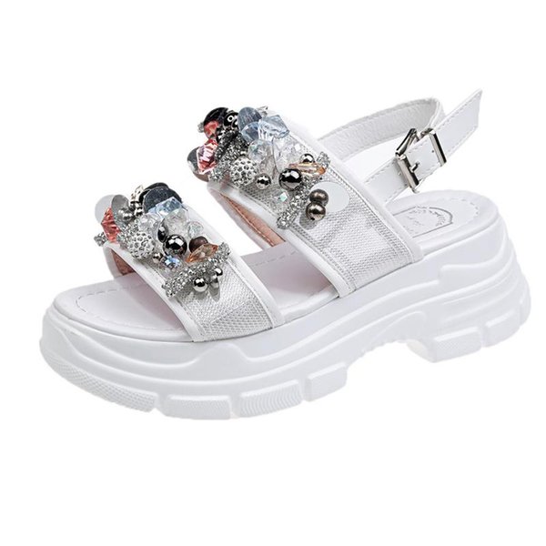 Dress Shoes Women Sexy Open Toe Sport Sandals Vacation Beach Sandales Rome Woman Beads Ladies Platform 2021