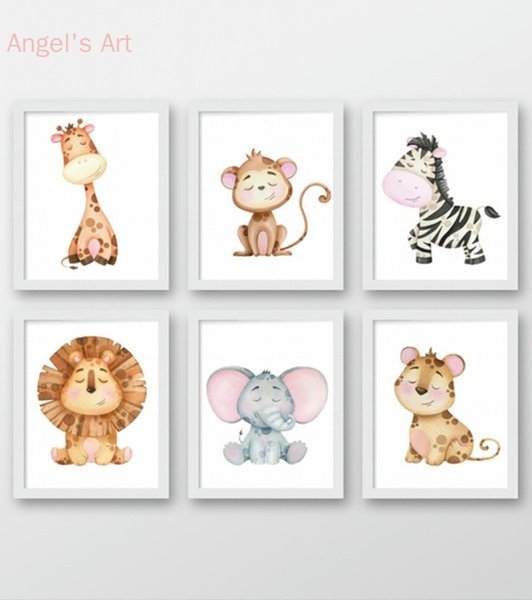 Unframed Cartoon Creative Wild Animals Photos Paintings Print Canvas Room Decoration Poster