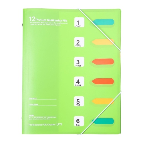 Dossier extensible 12 pochettes en plastique organisateur de fichiers avec fermeture à cordes Portable format A4 Stockage de documents de bureau Étanche pour coupon Facture Reçu Cartes Billets Étudiant d'affaires Étude Texte Papier Bureau à domicile
