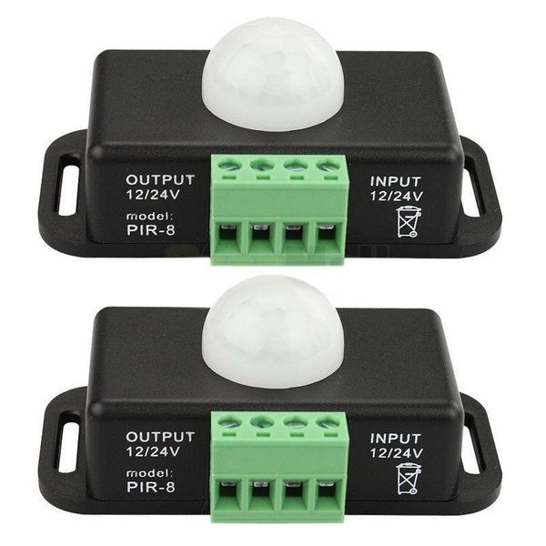 Smart Home Control 2 X DC 12V/24V 8A Body Infrared PIR Motion Sensor Switch LED Light Strip Automatic, Black
