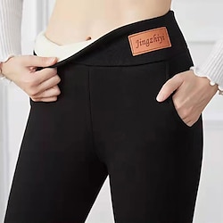 Femme Pantalon en molleton Collants Legging Doublure Polaire Legging en laine d'agneau (chaton) Legging en cachemire d'agneau (étiquette cuir) Taille haute basique Casual Détente Bureau du quotidien Lightinthebox