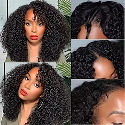 Afro Kinky Curly U Part Wigs Human Hair 1x4 inch Leave Out Mongolian Glueless Human Hair Upart Wig No Glue No Sew in Beginner Friendly 150% Density Lightinthebox