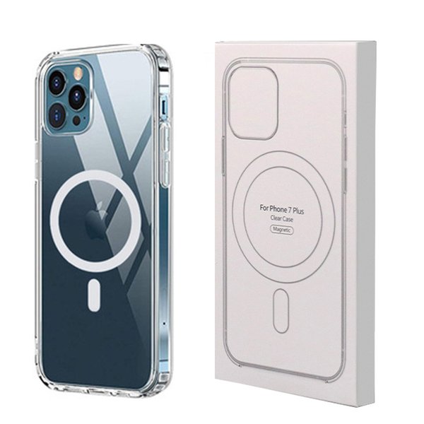 For iPhone 14 Pro Max Bumper Magsafe case iphone 13 12 11 XR XS 6 7 8 Plus Transparent Clear Acrylic Wireless Charging Back Cases
