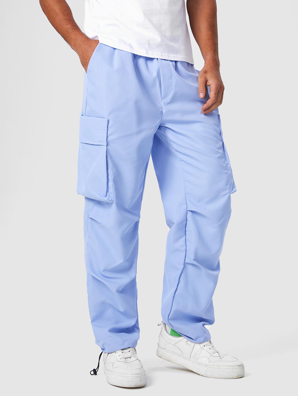ZAFUL Men's Toggle Drawstring Ruched Cargo Pants S Light blue