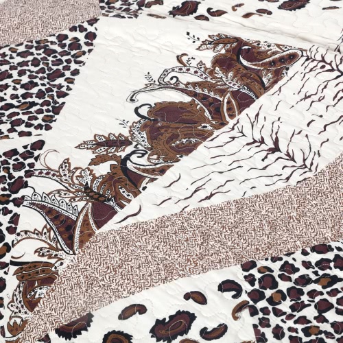 3Pcs Bedding Set 230 * 230 CM  Printed Flower Plant Cording Pattern Polyester Fiber Patchwork Quilt Comforter Pillow Cases Bedclothes Home Textiles