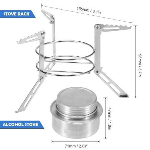 Mini Estufa Alcoho de Aleación de Aluminio con Tapa Estufa de Acero Inoxidable Estante de Soporte Parabrisas Protector de Viento Acampar Al Aire Libre Senderismo Mochilero Estufa de Cocina