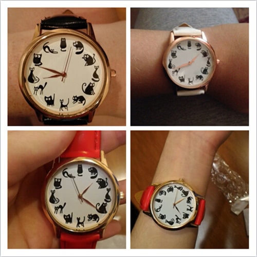 OKTIME New Cartoon Watch Women Fashion Casual Watch Little Cat Pattern Wristwatch Quartz Dress Watches