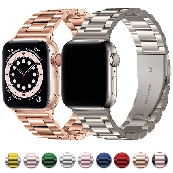 Lucury Stainless Steel Band Straps For Apple Watch Ultra 8 49mm Strap Link Bracelet 41mm 45mm 38mm 42mm 40mm 44mm Metal Bands Fit iWatch series 8 7 6 SE 5 4 3 2 1
