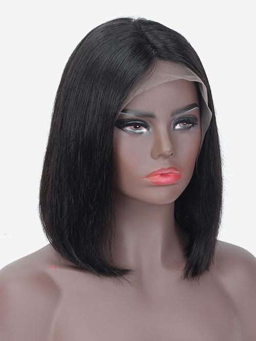 zaful 13*4*1 Lace Front Bob Straight Short Black Human Hair Wig